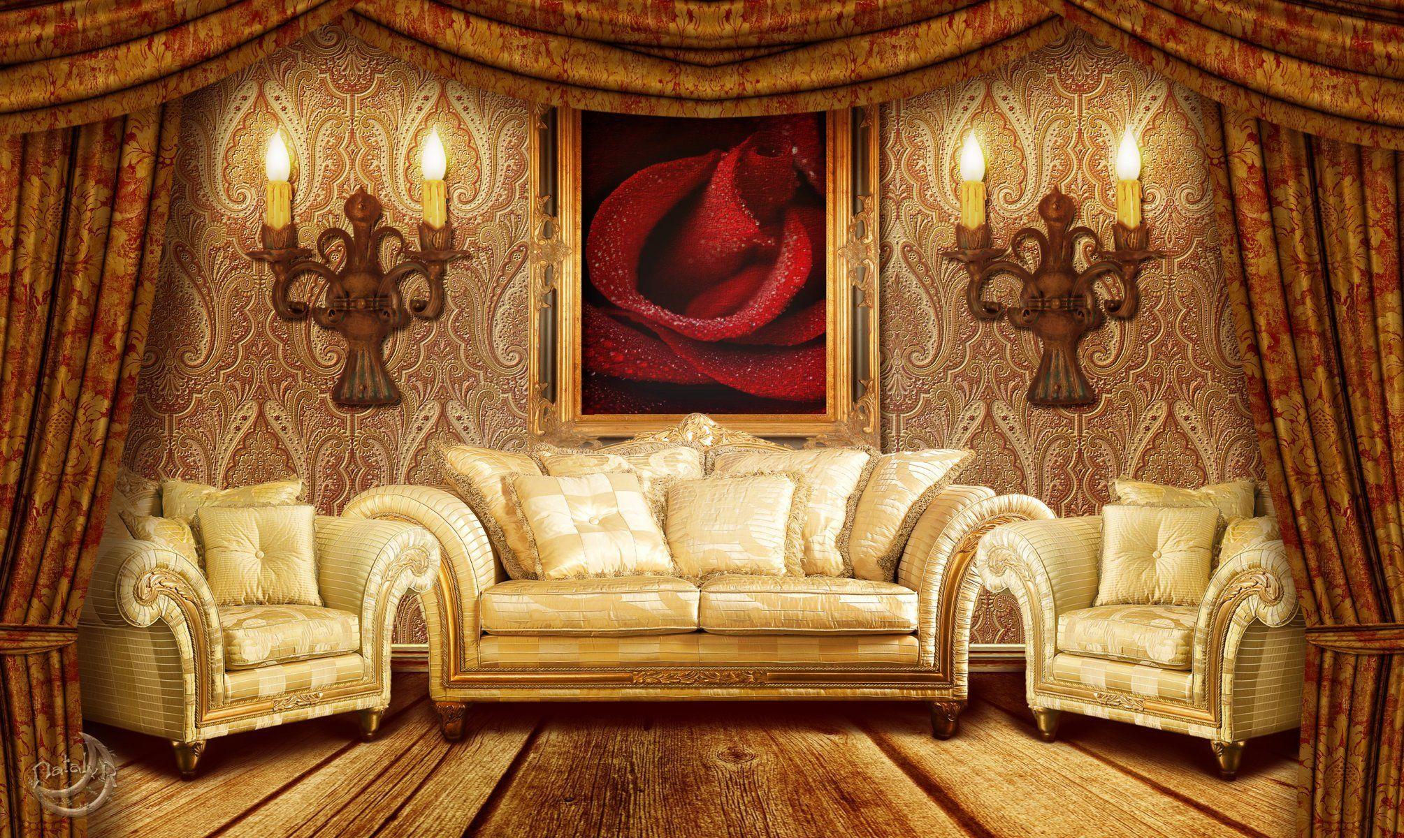 Combo bàn ghế hoàng gia bọc đệm gỗ gõ đỏ và kệ tivi louis hoa hồng (Anh  Phú-Phú Thọ) - Xưởng Gỗ An Lạc