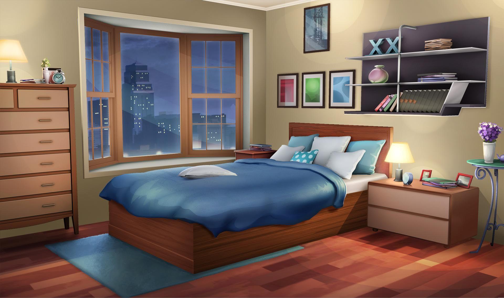 Bed Room  Night  Visual Novel Background by giaonp on DeviantArt   Episode interactive backgrounds Anime house Bedroom night