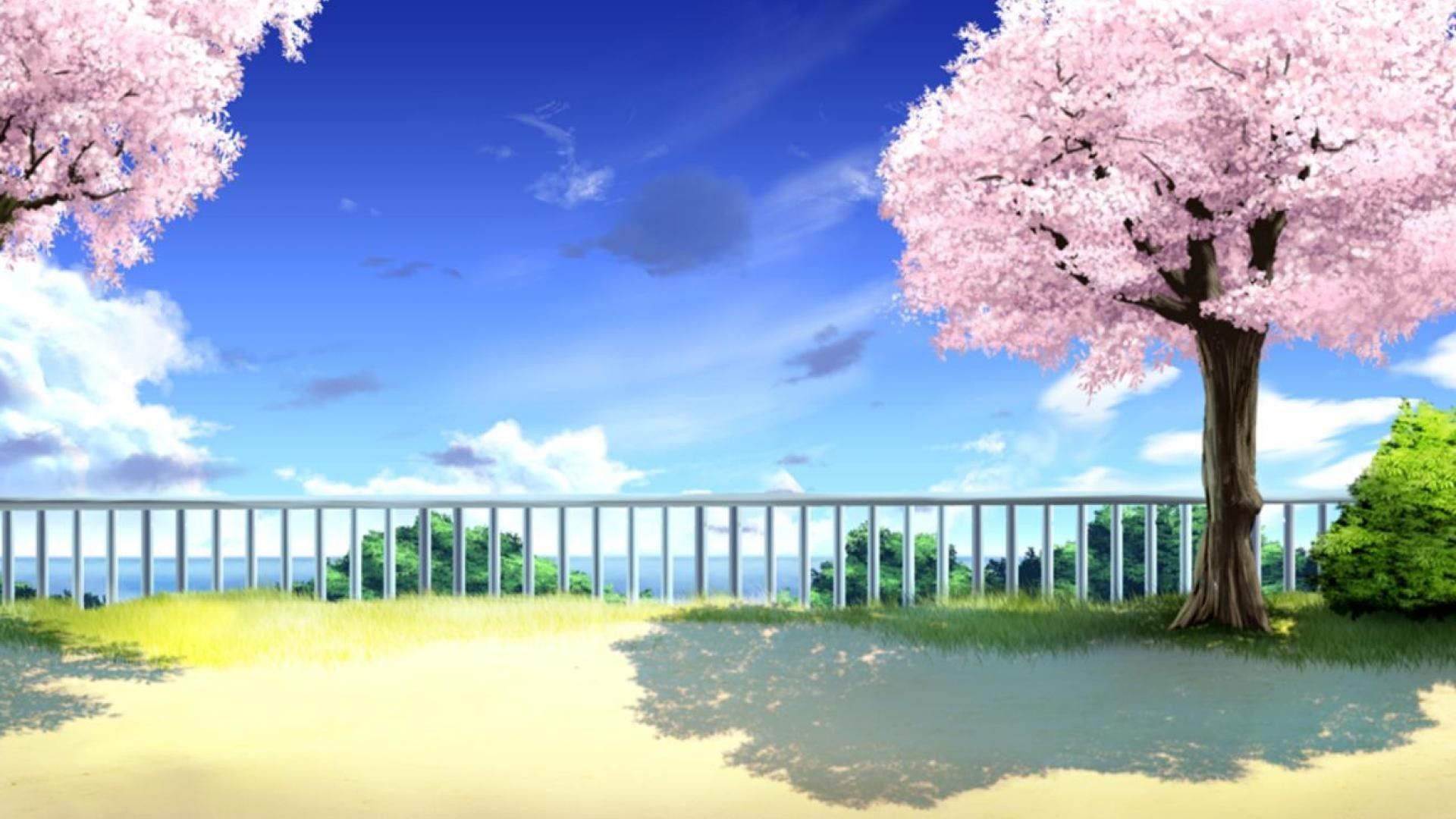 Free Vector  Bench in park summer time landscape with city view  Anime  background Anime scenery wallpaper Love background images