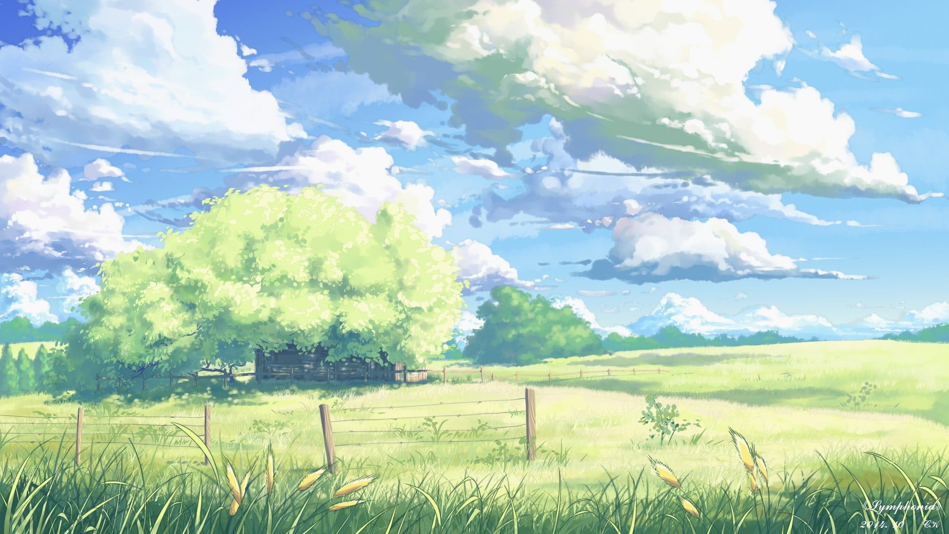 Grass animated Makoto Shinkai 5 Centimeters Per Second drawn skyscapes  wallpaper  1920x1080   Landscape wallpaper Anime backgrounds  wallpapers Anime background