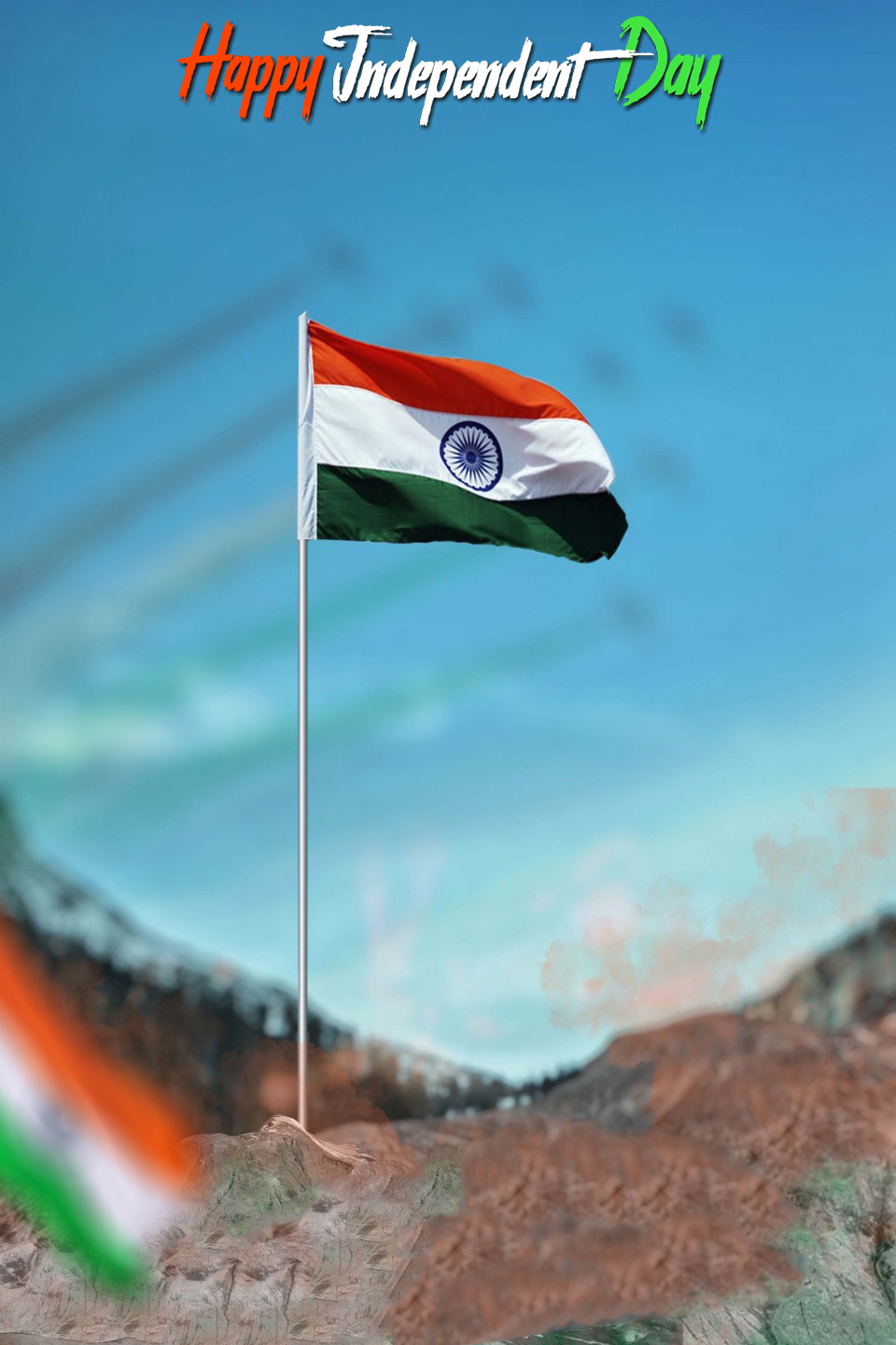  15 August Flag On Mountain Editing Background HD Download | CBEditz