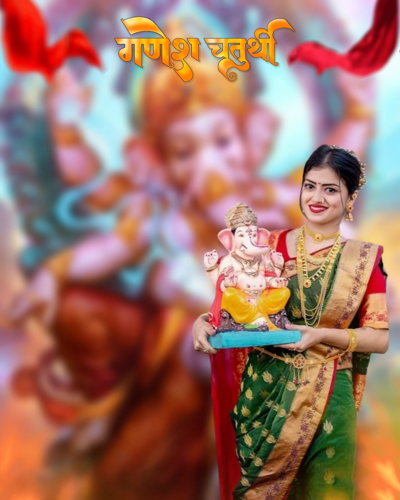 🔥 Ganesh Ganpati Chaturthi With Girl Cb Picsart Editing Background Cbeditz 0308