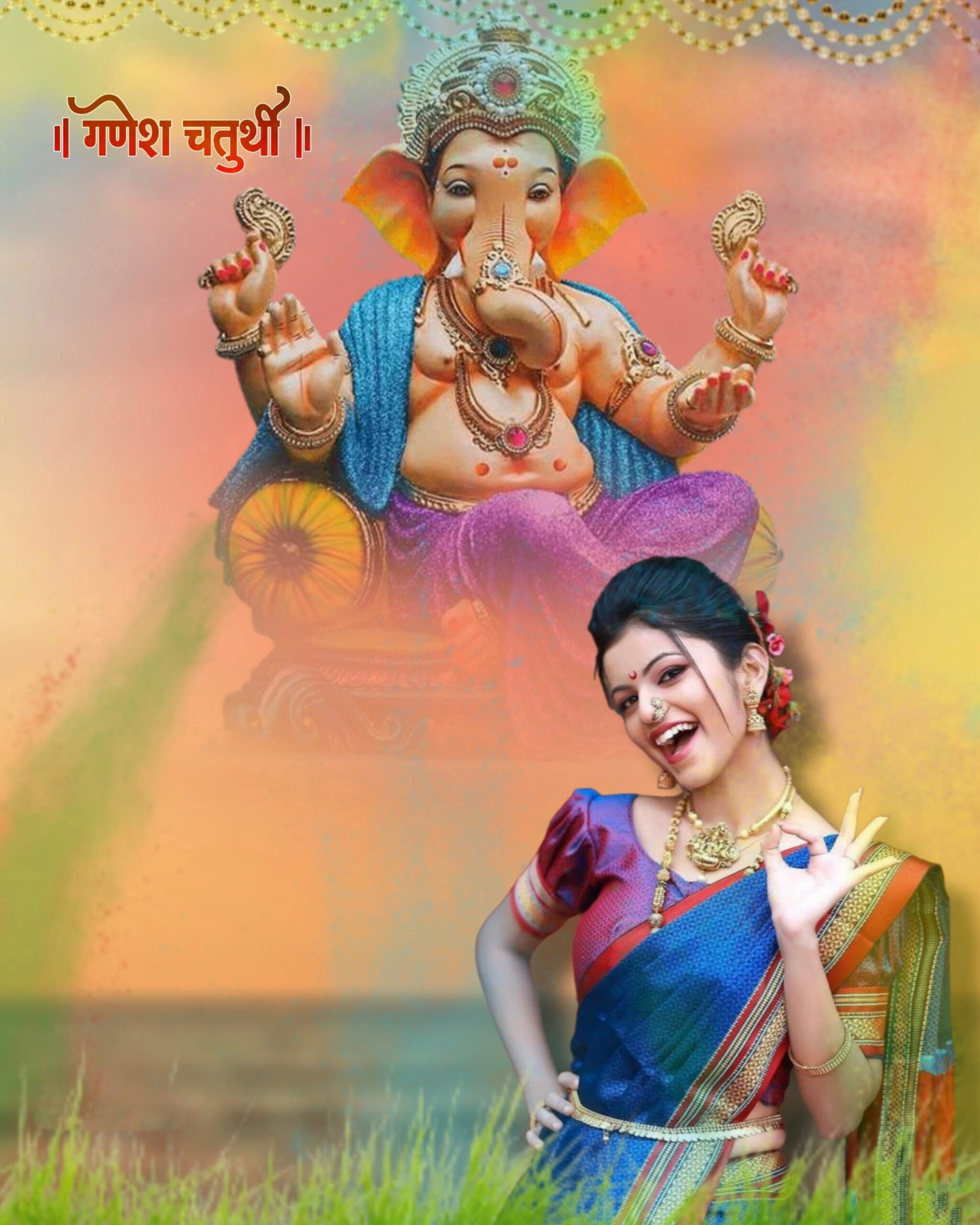 🔥 Ganesh Ganpati Chaturthi With Girl Cb Picsart Editing Background Cbeditz 4656