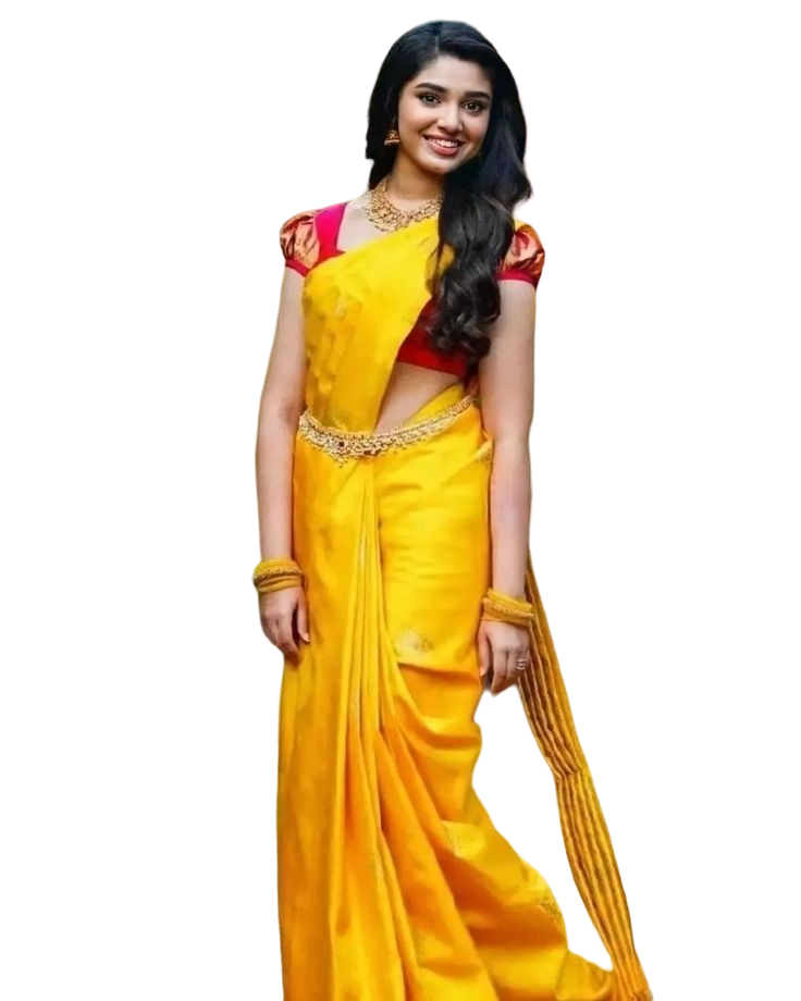 🔥 Girl Wear Yellow Saree PNG Images Download | CBEditz