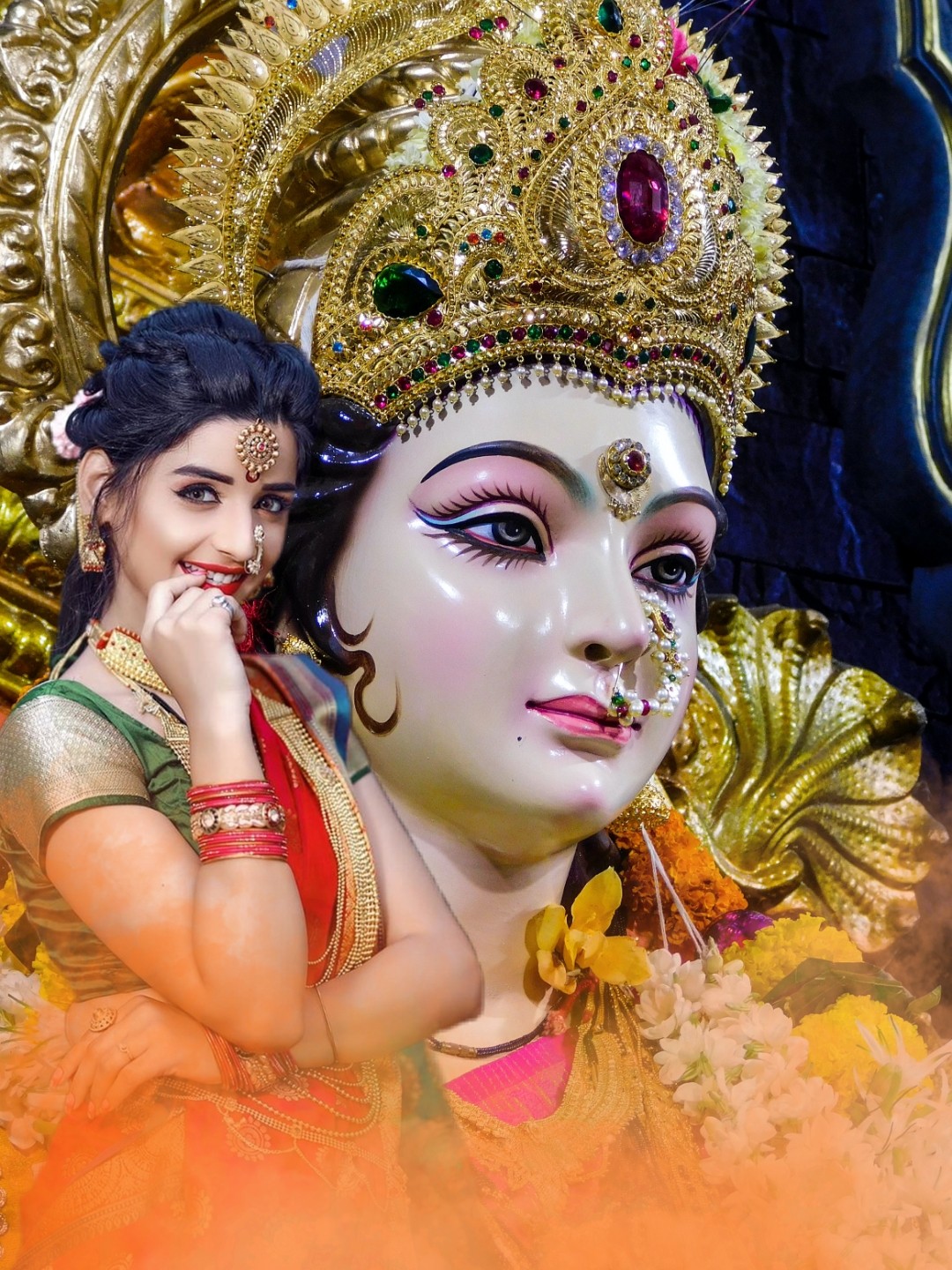  Happy Navratri With Girl CB Background HD Download | CBEditz
