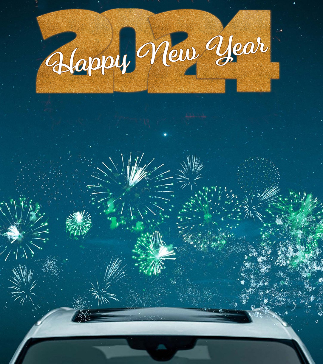 🔥 Happy New Year 2024 Car Editing Green Fireworks HD Background CBEditz