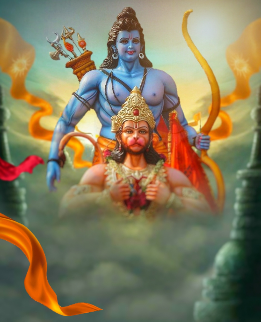  Happy Ram Navami Ram With Hanuman Ji CB Background | CBEditz