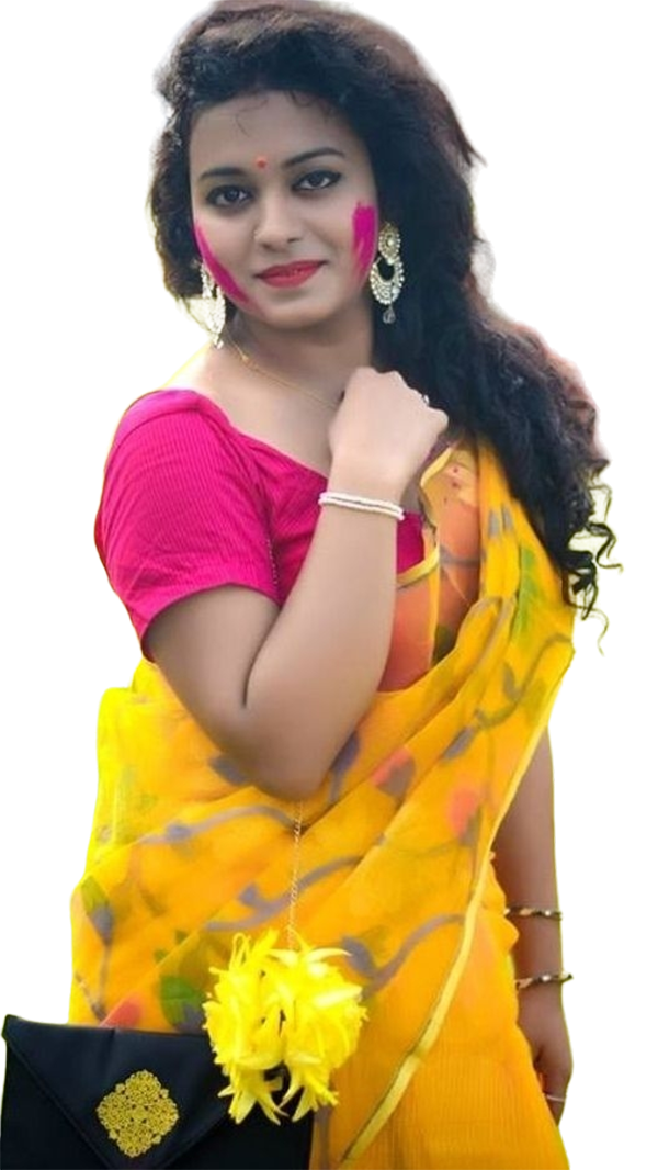 🔥 Holi Girl In A Colorful Yellow Saree Dress PNG Images | CBEditz