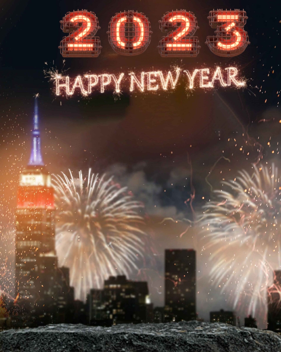 🔥 Picsart Happy New Year 2023 Fireworks City Background Cbeditz