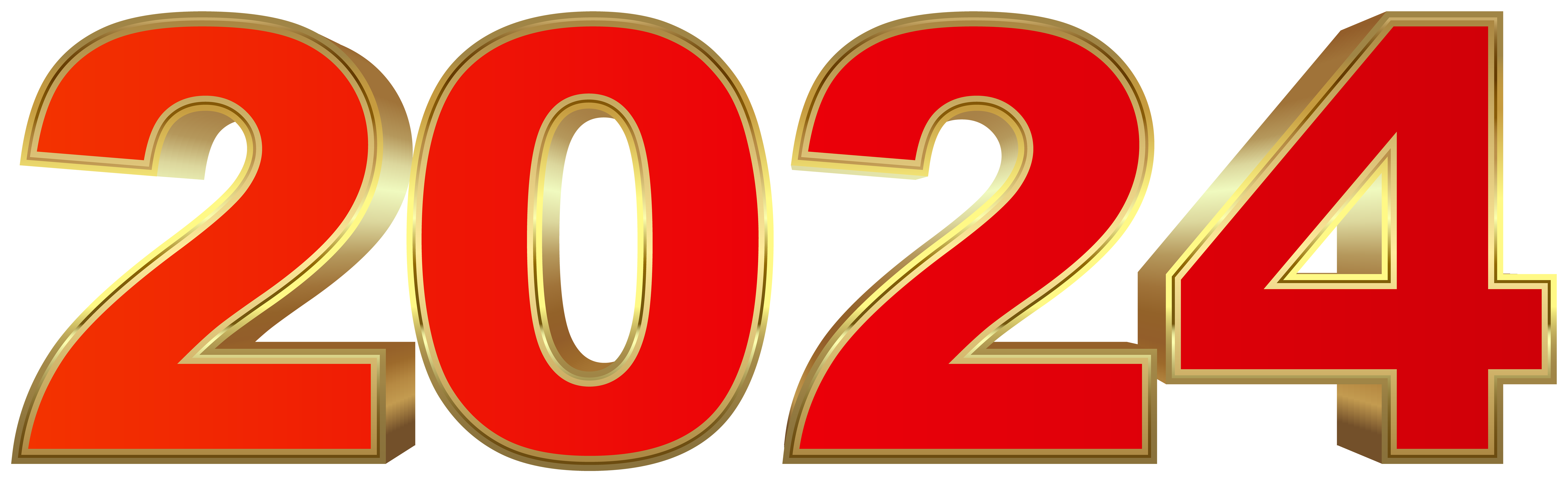Red Gold 2024 3d Number Clipart Png 3mie579set 