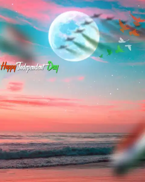 15 August Beach And Full Moon In Sky Editing Background HD