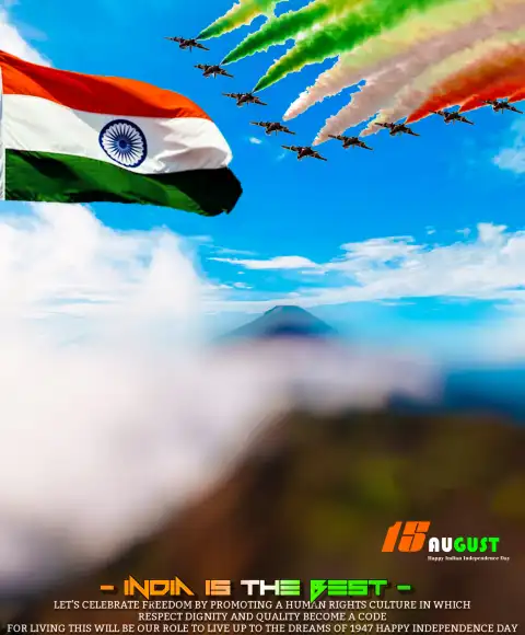 15 August Flag In Blue SKy CB Photo Editing Background HD
