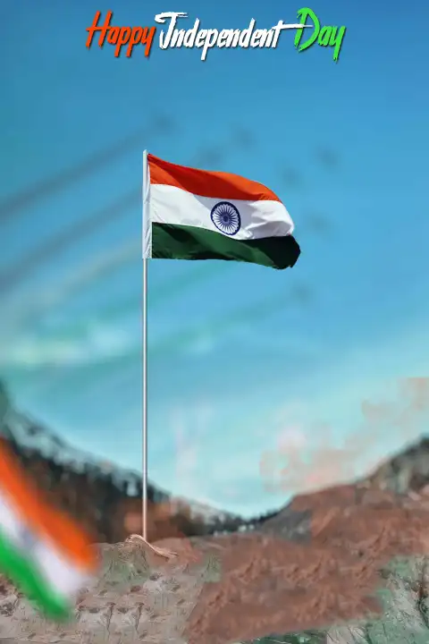 15 August Flag On Mountain Editing Background HD Download