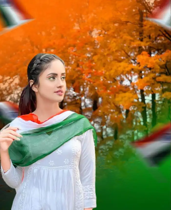 15 august independence day photo editing girl tiranga color dress background