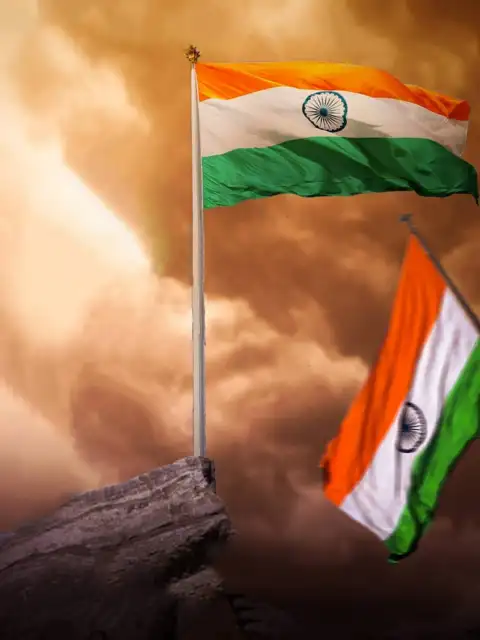 15 August Indian Flag On Mountain Editing Background HD Images