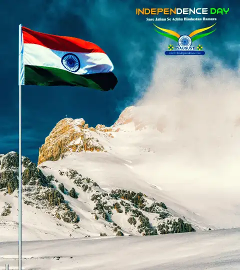 15 August Winter Mountain Flag Photo Editing Background HD