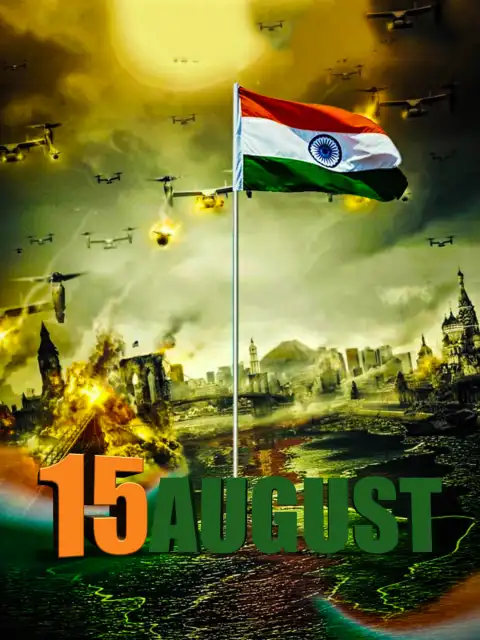 15 August With Flag Editing Background HD Download