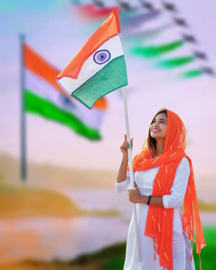 🔥 15 August With Girl With Flag Editing Background HD Download | CBEditz