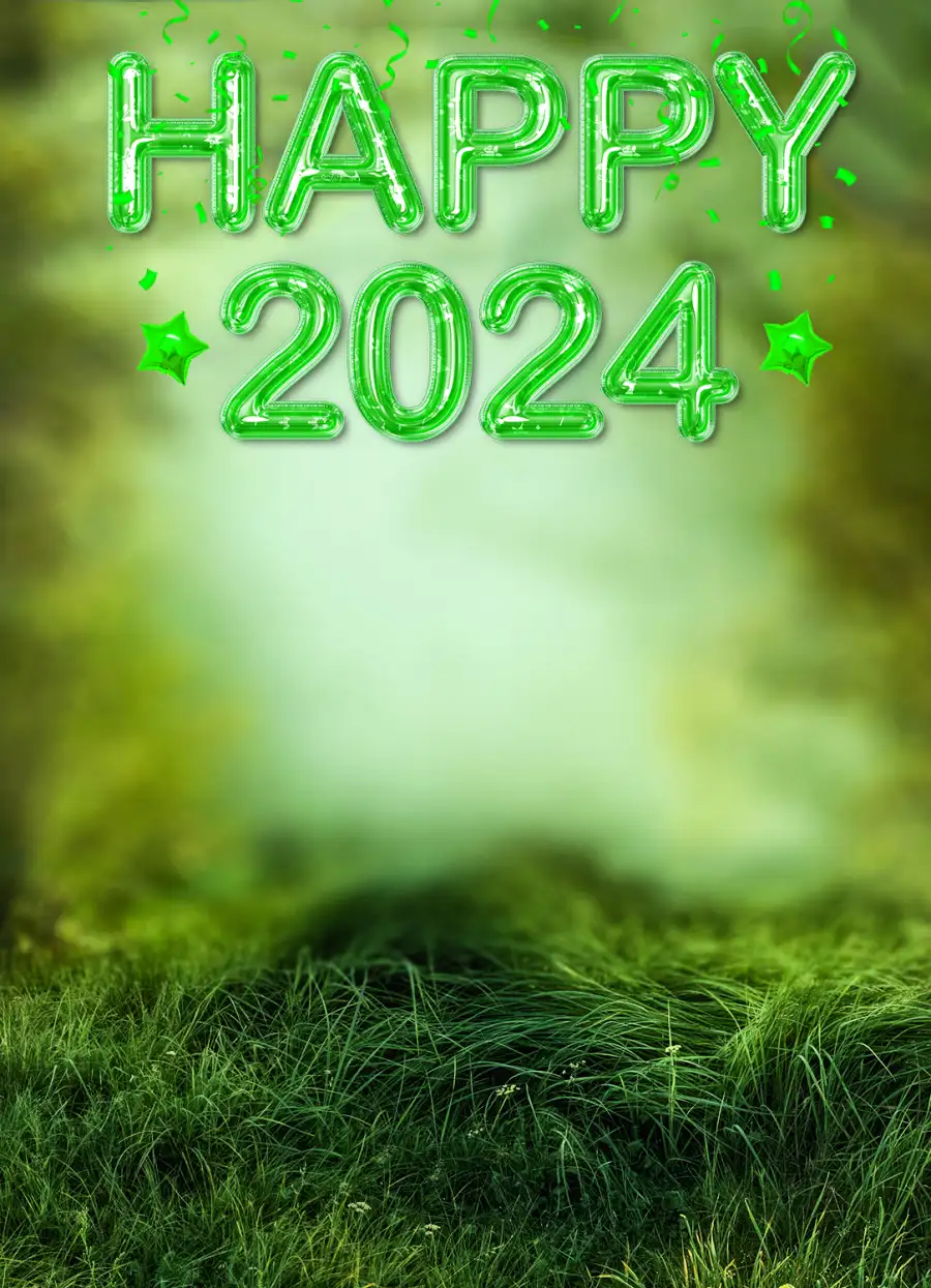 🔥 2024 Happy New Year Green Grass Nature Editing Background CBEditz