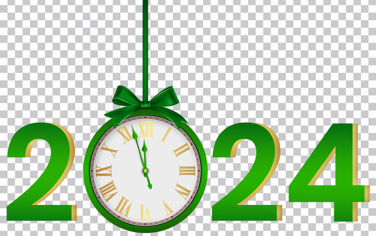 2024 Number Green Clock Hanging Free Png Mgjmri7vxr 