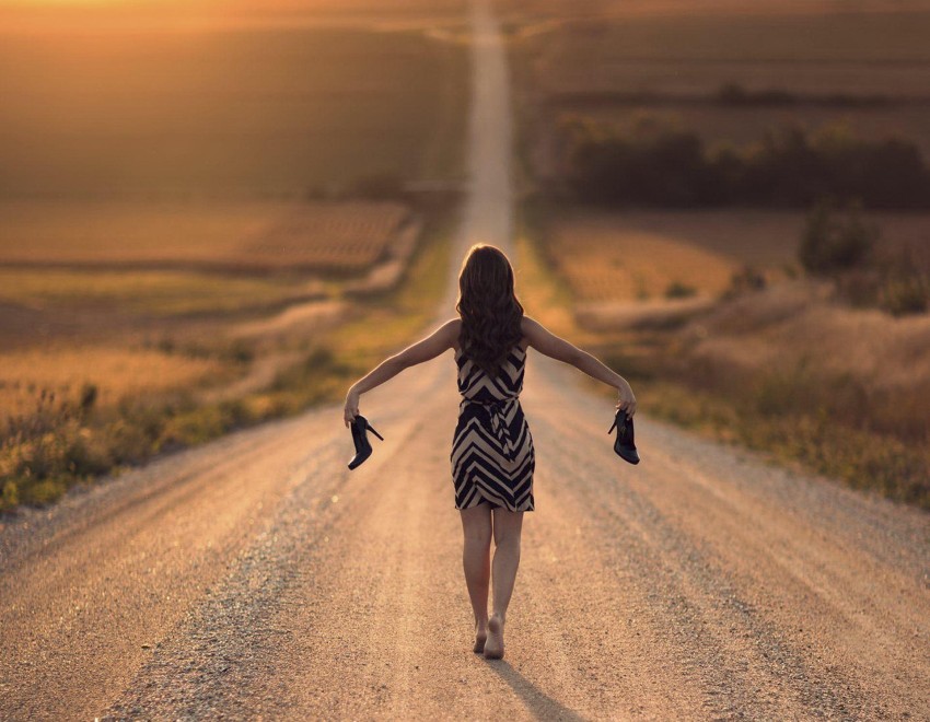 Alone Girl Road Editing Background HD Wallpaper Photo Image