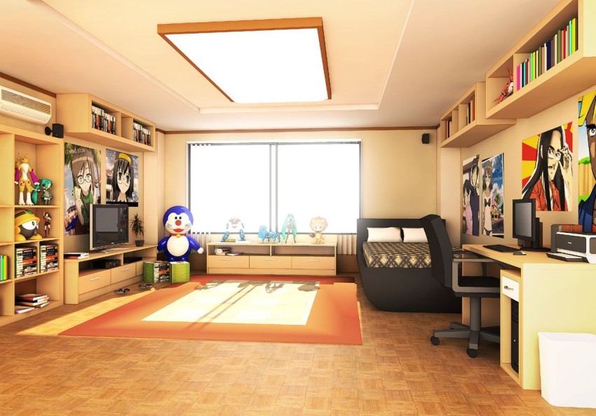 Anime Room Background | Living room background, Bedroom designs images,  Bedroom night