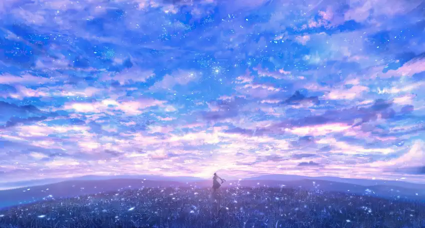 🔥 Anime Field With Sky Wallpaper Background HD Download | CBEditz