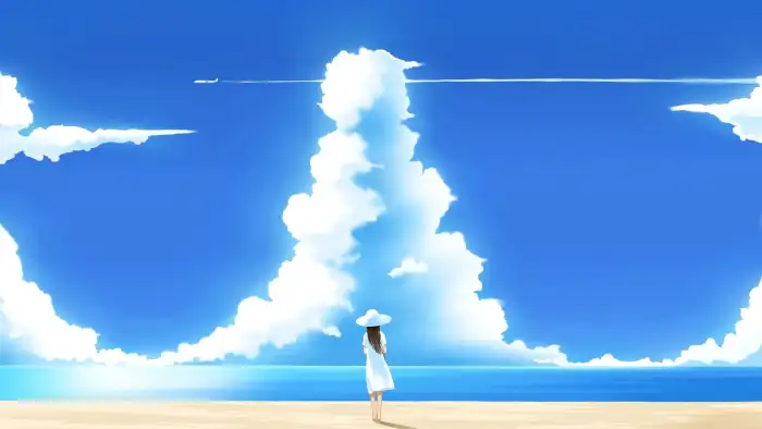 Blue Sky With Clouds. Blue Sky With Clouds In Manga, Anime, Comic Style.  Digital Art Style, Illustration Painting. Stock Photo, Picture and Royalty  Free Image. Image 196768212.