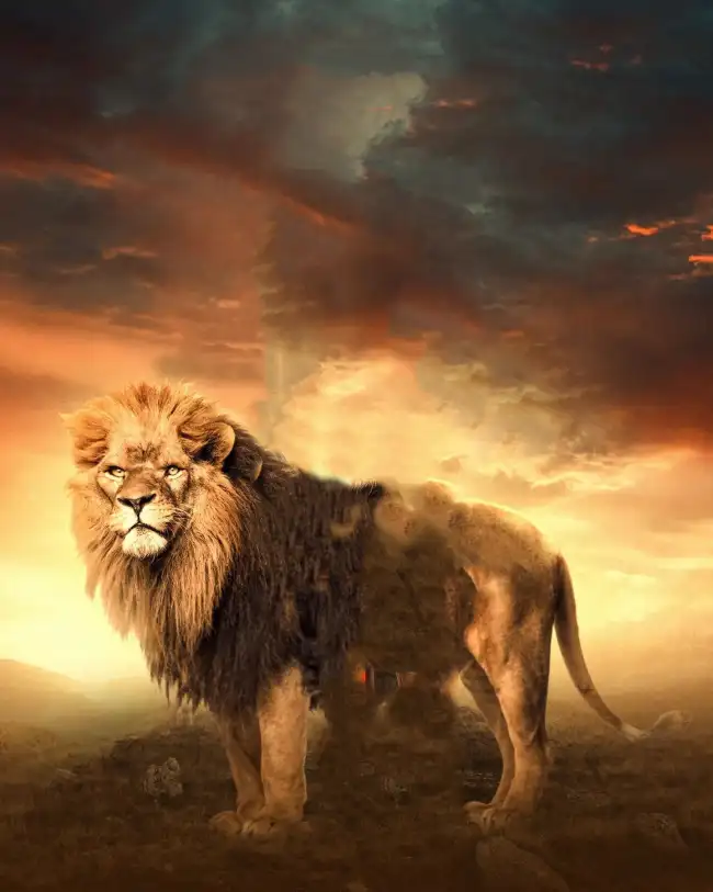 Big Size Lion Standing CB Edit Background HD