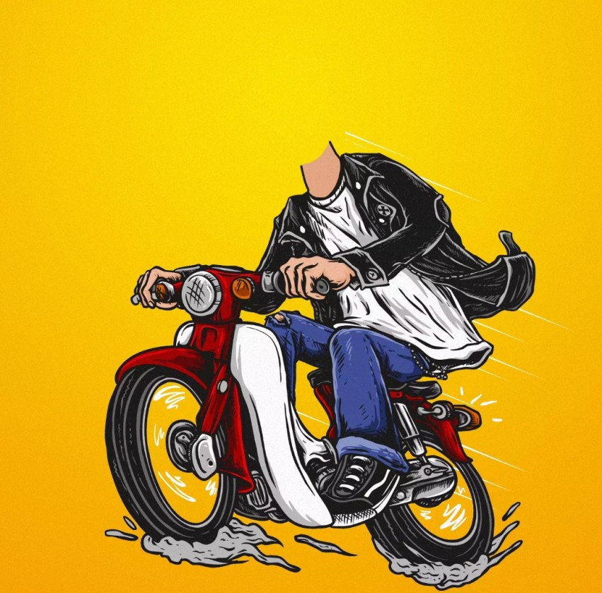 Bike With Biy Cartoon Body Background Without Head Images