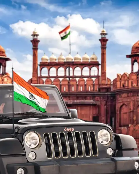 Black Jeep Red Fort Independence Day Editing Background HD