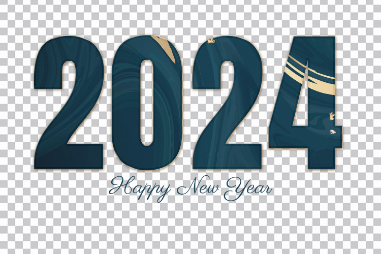 🔥 Blue Gold Marble 2024 Happy New Year PNG Images CBEditz