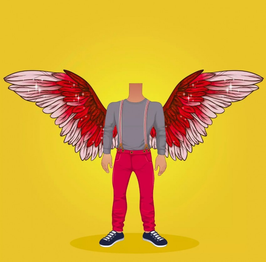 Boy Cartoon Body With Wings Background Without Face Head