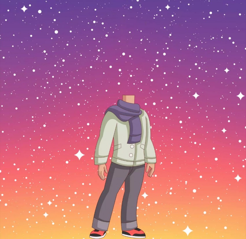 Cartoon Boy In Space Background Without Face