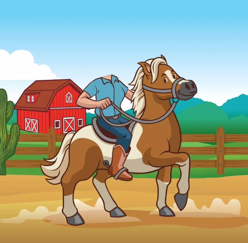Cartoon Boy On Horse Background Without Face Head Images