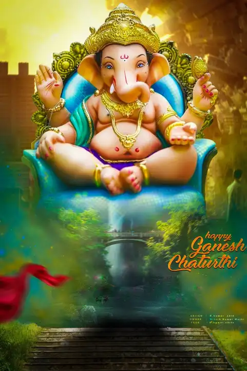 CB Ganpati Bappa Sitting Ganesh Chaturthi Editing Background