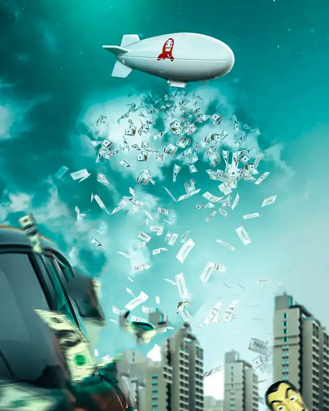 CB Money Fall On City Edit Background HD Download