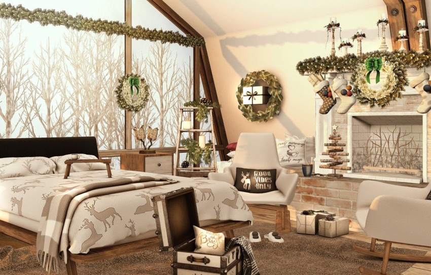 Christmas Bed HD Background Image Pic