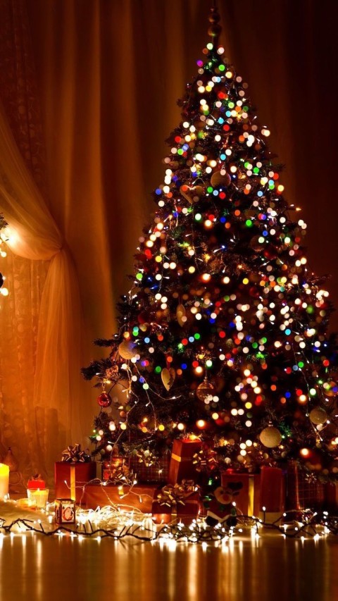 Christmas Tree Light Wallpaper Background HD Download