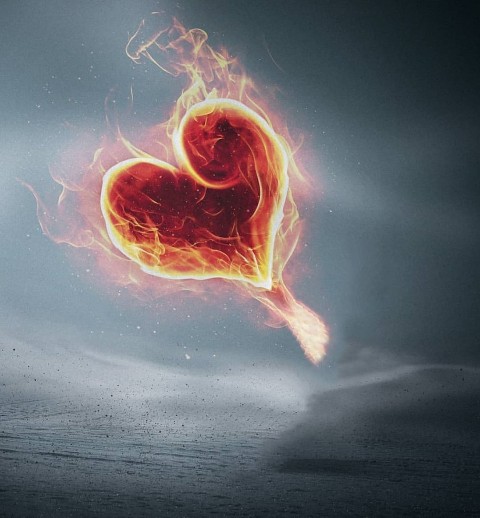 Fire Heart PicArt Background HD Background
