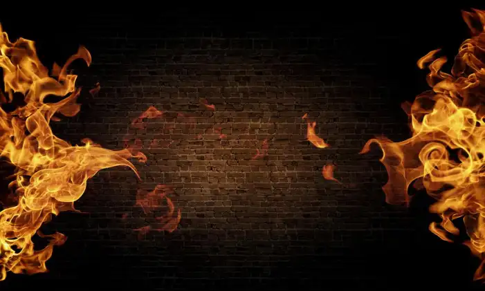 Fire On Bricks Wall Background HD Images Download