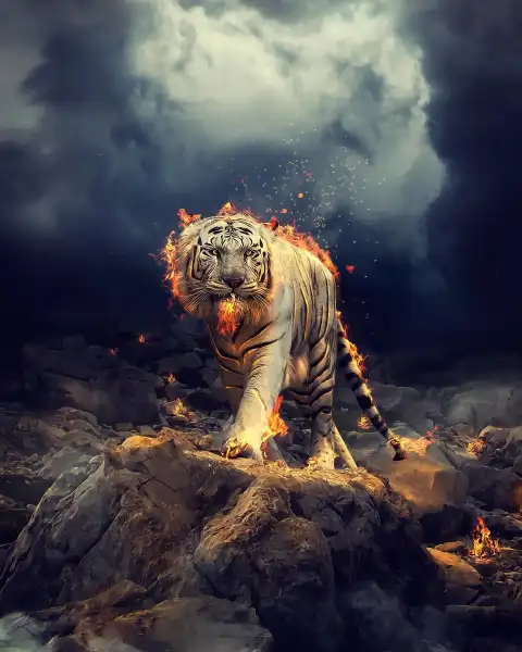 Fire Tiger Photo Editing Background Download
