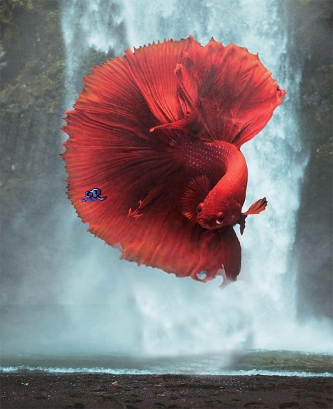 Fish CB Edits Background With Waterfall