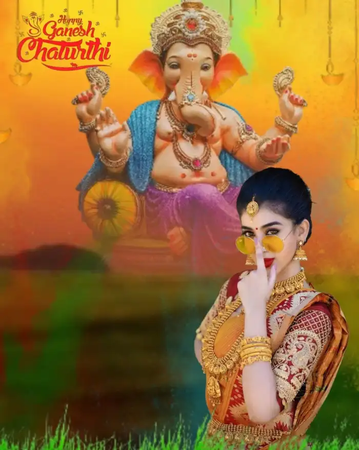 Thumbail Of Ganesh Chaturthi With Girl Editing Background