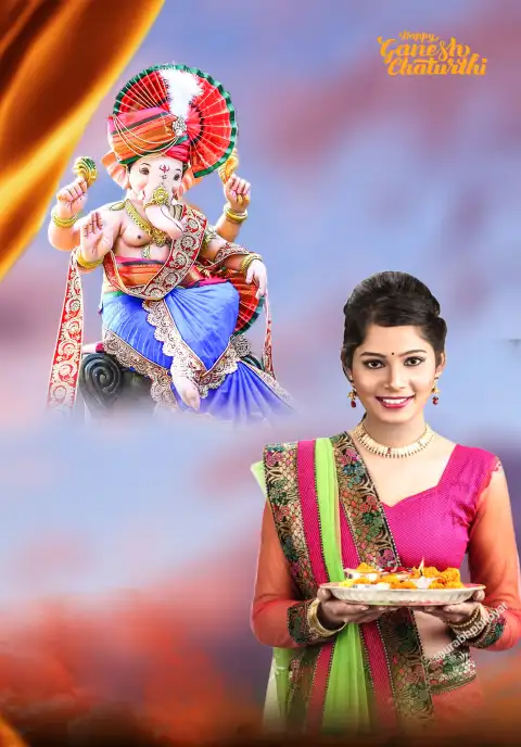 Ganpati Bappa Girl  Picsart Editing Background HD Download