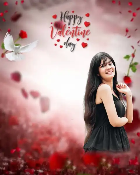 Girl Valentine Day Picsart Background Full HD Download