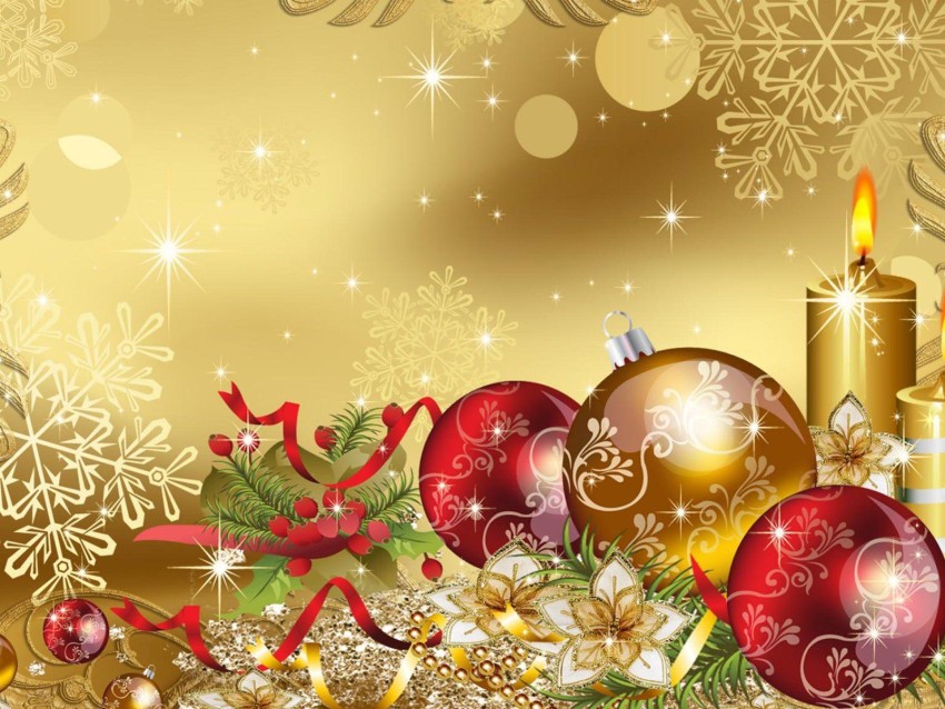 Gold Merry Christmas Ornaments Full HD Background Wallpaper CBEditz