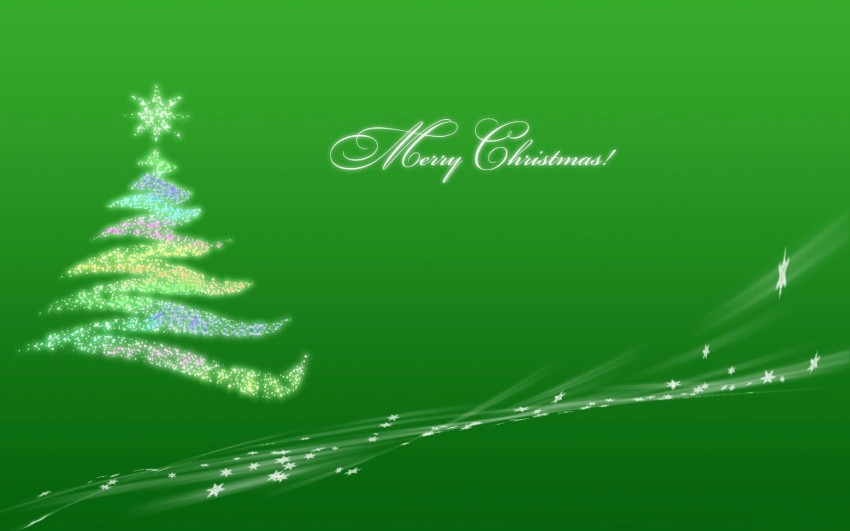 Green Merry Christmas Full HD Background Wallpaper