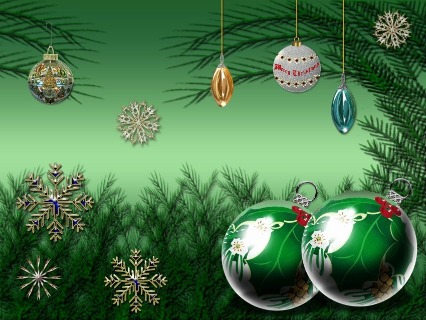 Green Merry Christmas Ornaments HD Background Wallpaper Image | CBEditz
