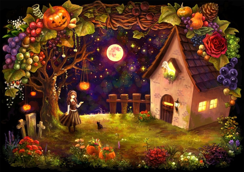 Halloween Garden HD Background Wallpaper